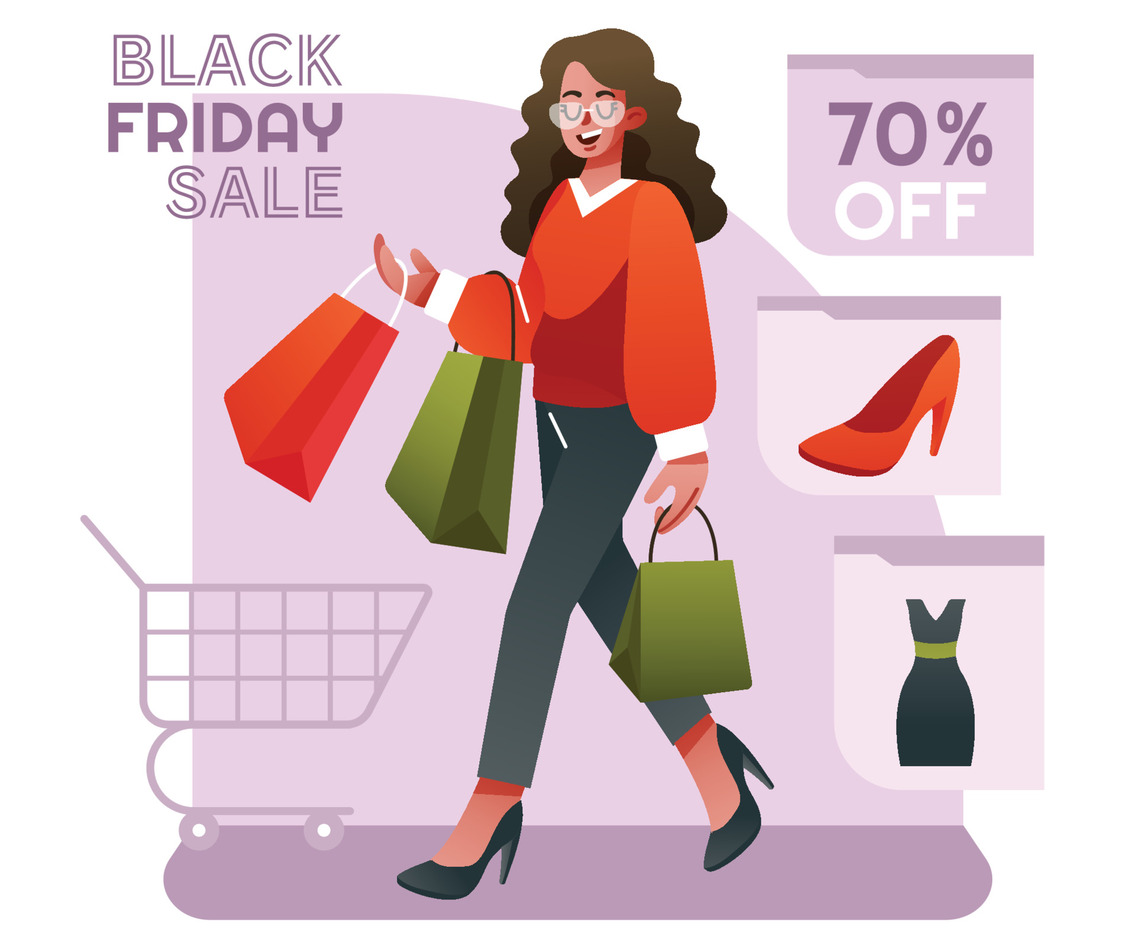 A Girl Shopping on Black Friday Sale