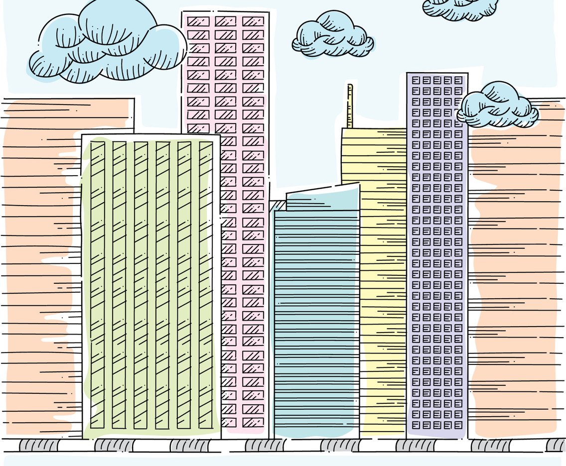 Cityscape Building Doodle Illustrative Background