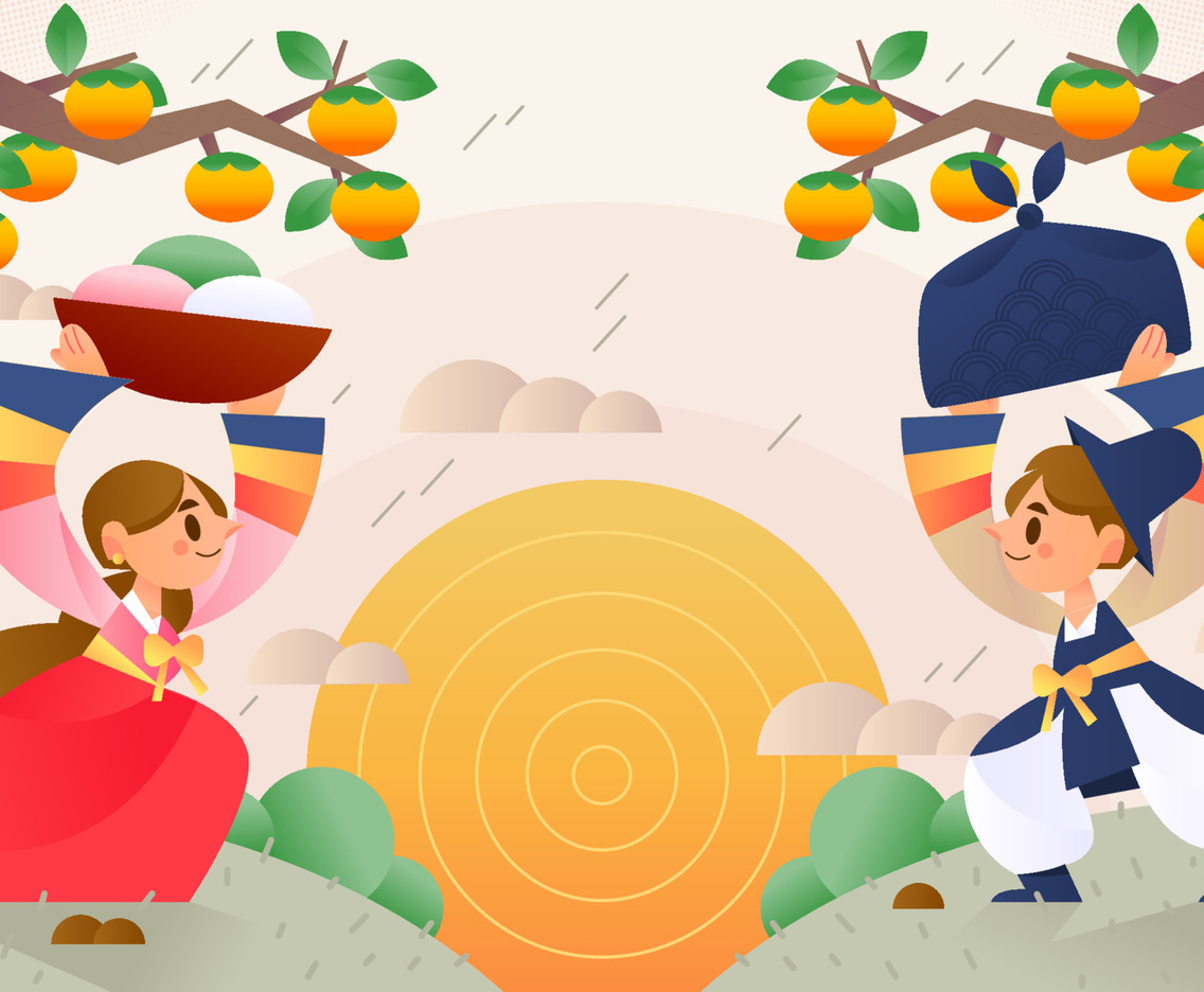 Cute Couple Celebrating Autumn Festival