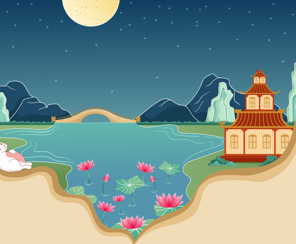 Lake in the Night during Chuseok Festivity