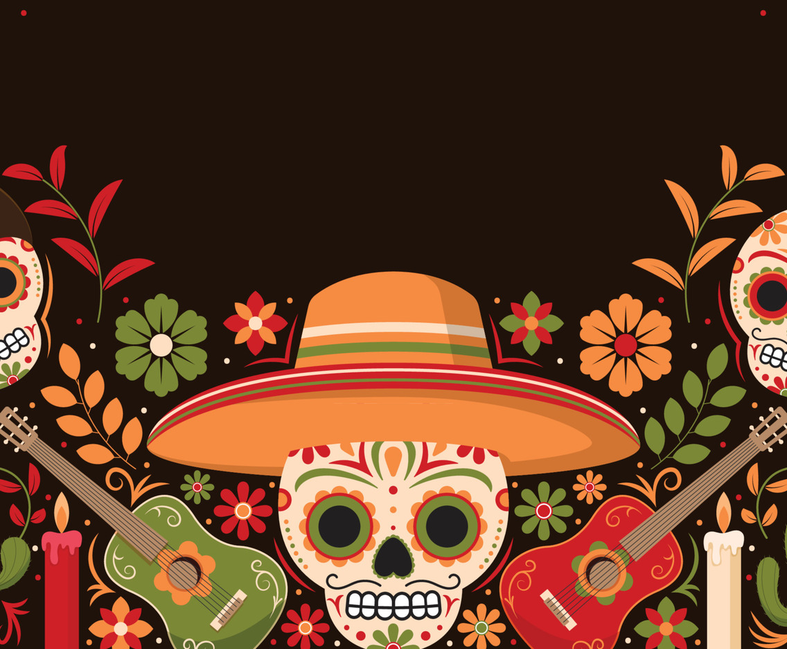 Flat Dia De Muertos Background