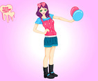 Girl With Balloons Vector