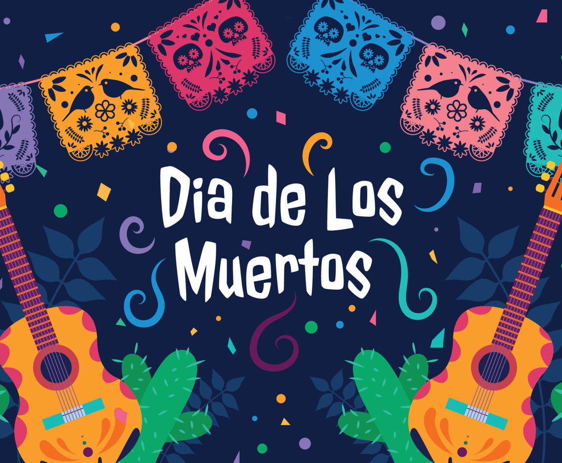 Colorful Dia De Los Muertos with Papel Picado