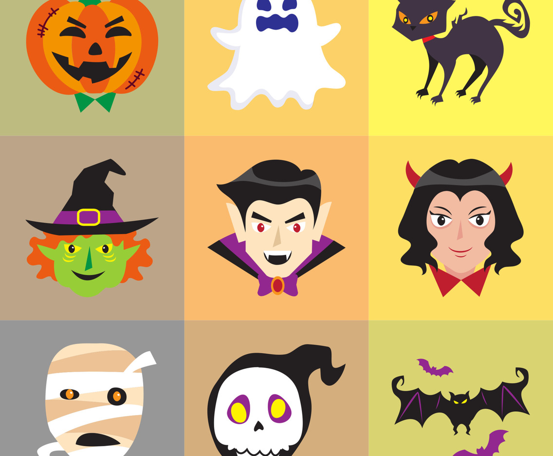 Cute Halloween Monster Icon Set