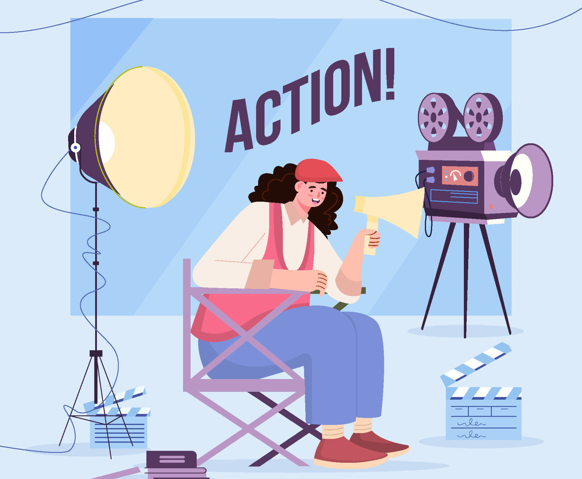 Director Woman Work on Set Production Concept