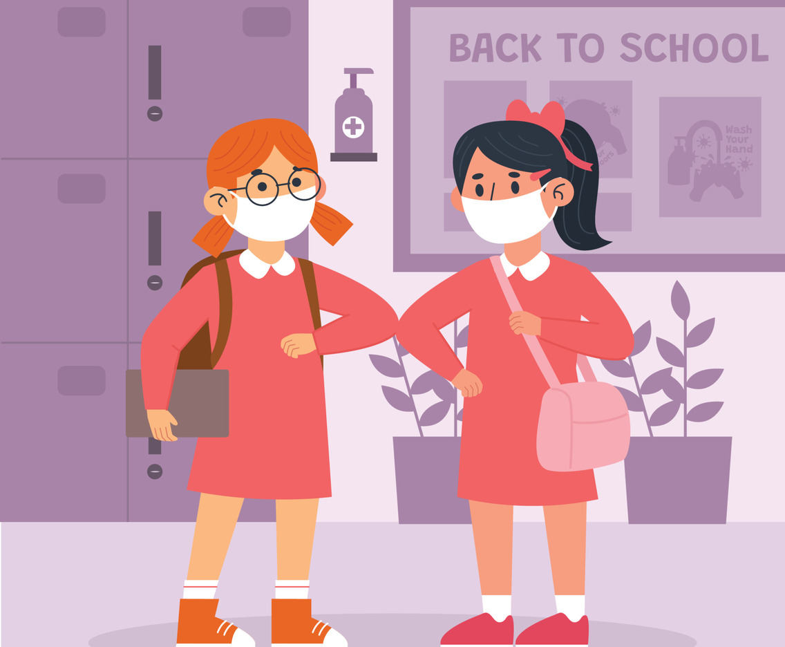 Happy Students Ready To Back To School in New Normal Protocol