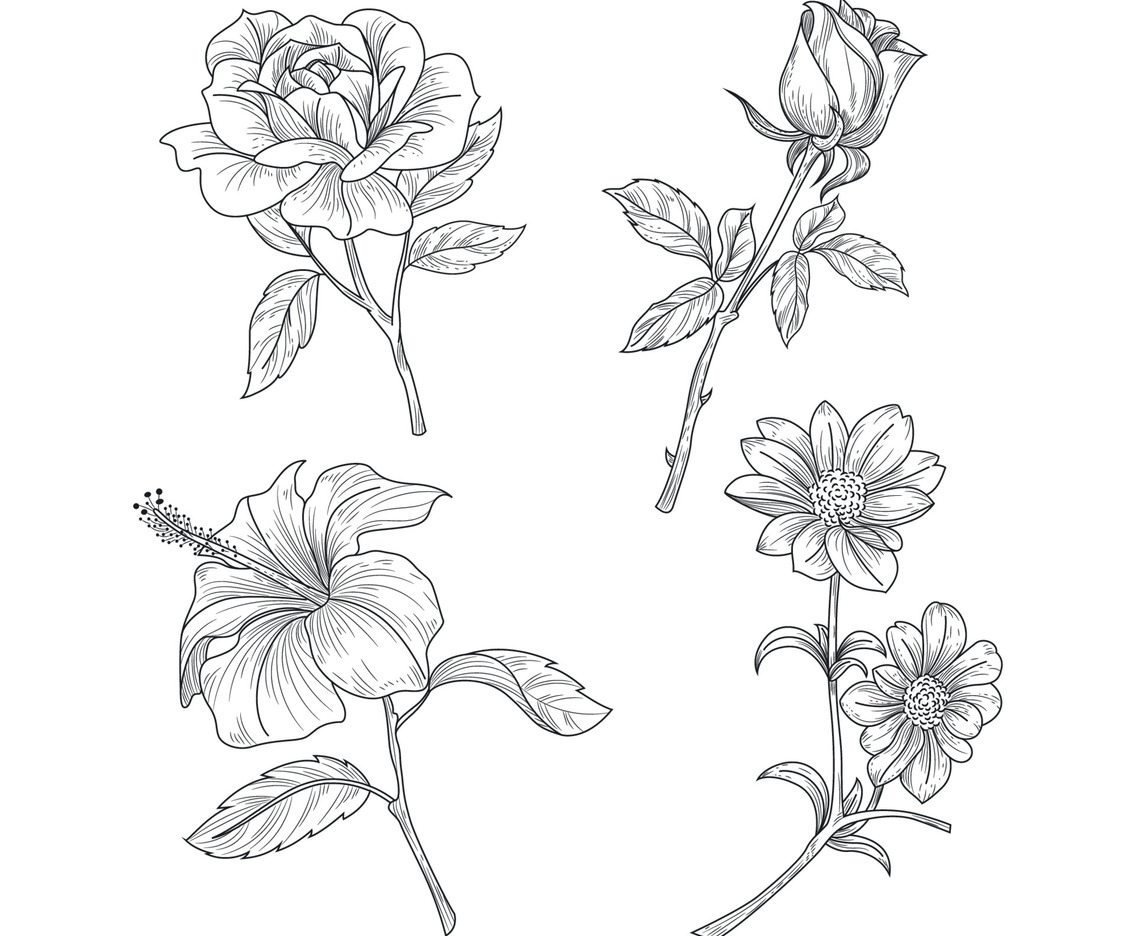 Realistic Hand Drawn Floral