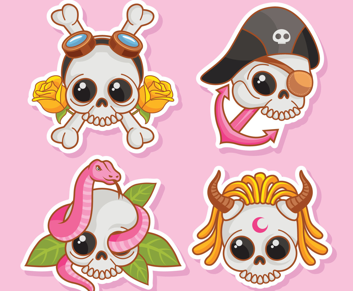 Kawaii Skull Sticker Collection