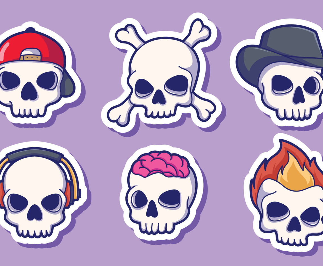 Cute Kawaii Skull Stickers Collection