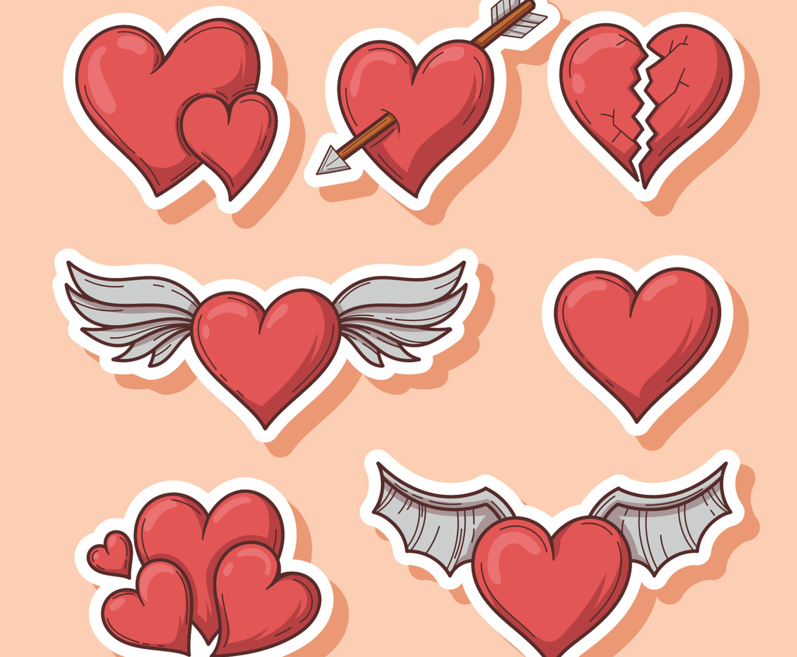Hand Drawing Heart Sticker Collection