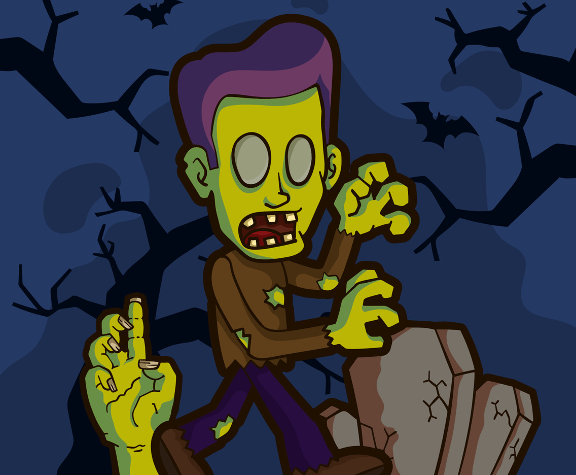 Zombie Halloween Monster on the Grave Yard