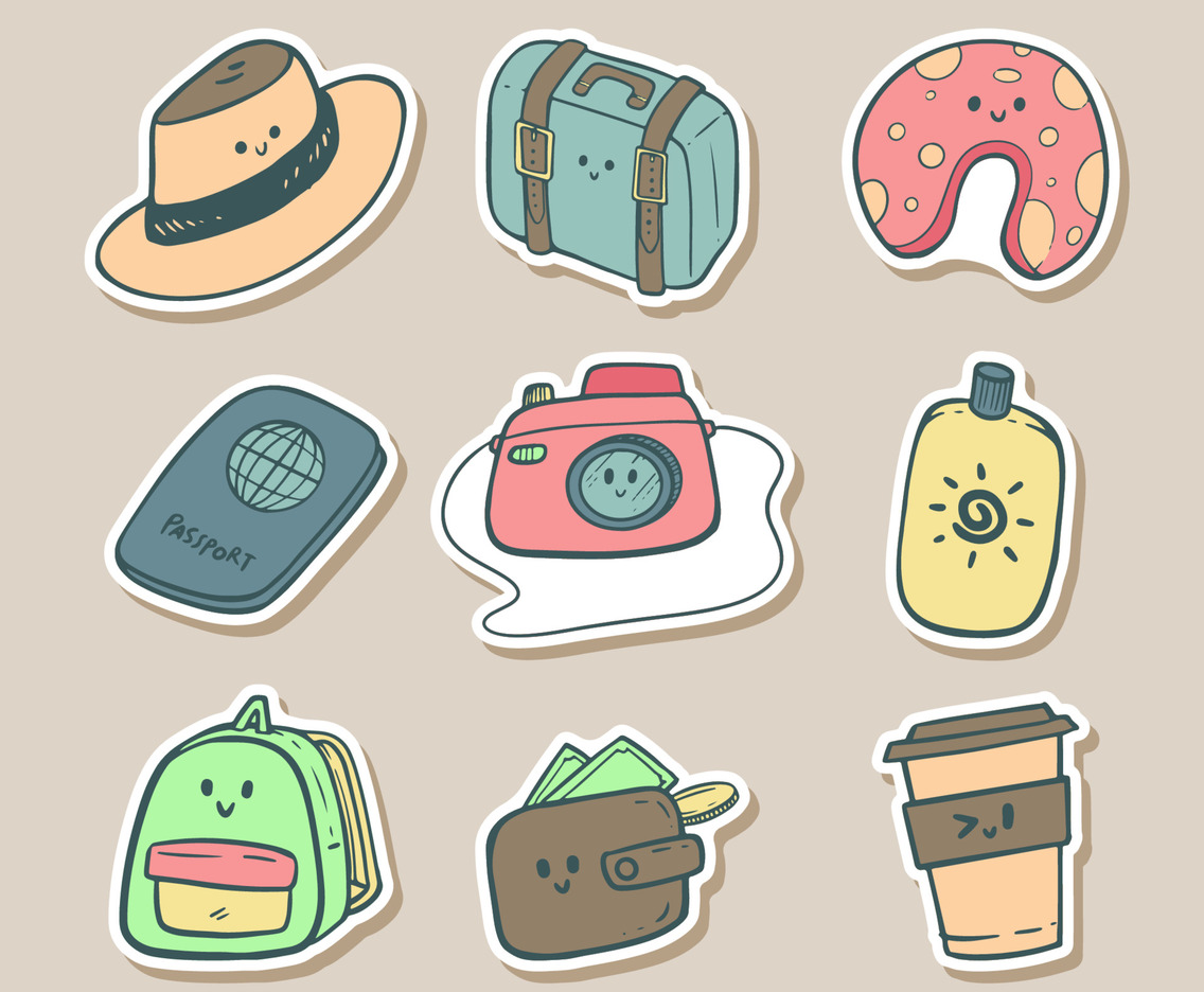 Flat Color Doodle Kawaii Traveling Sticker