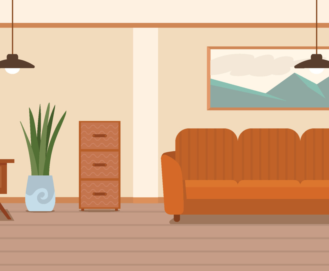 Flat Retro Interior Background