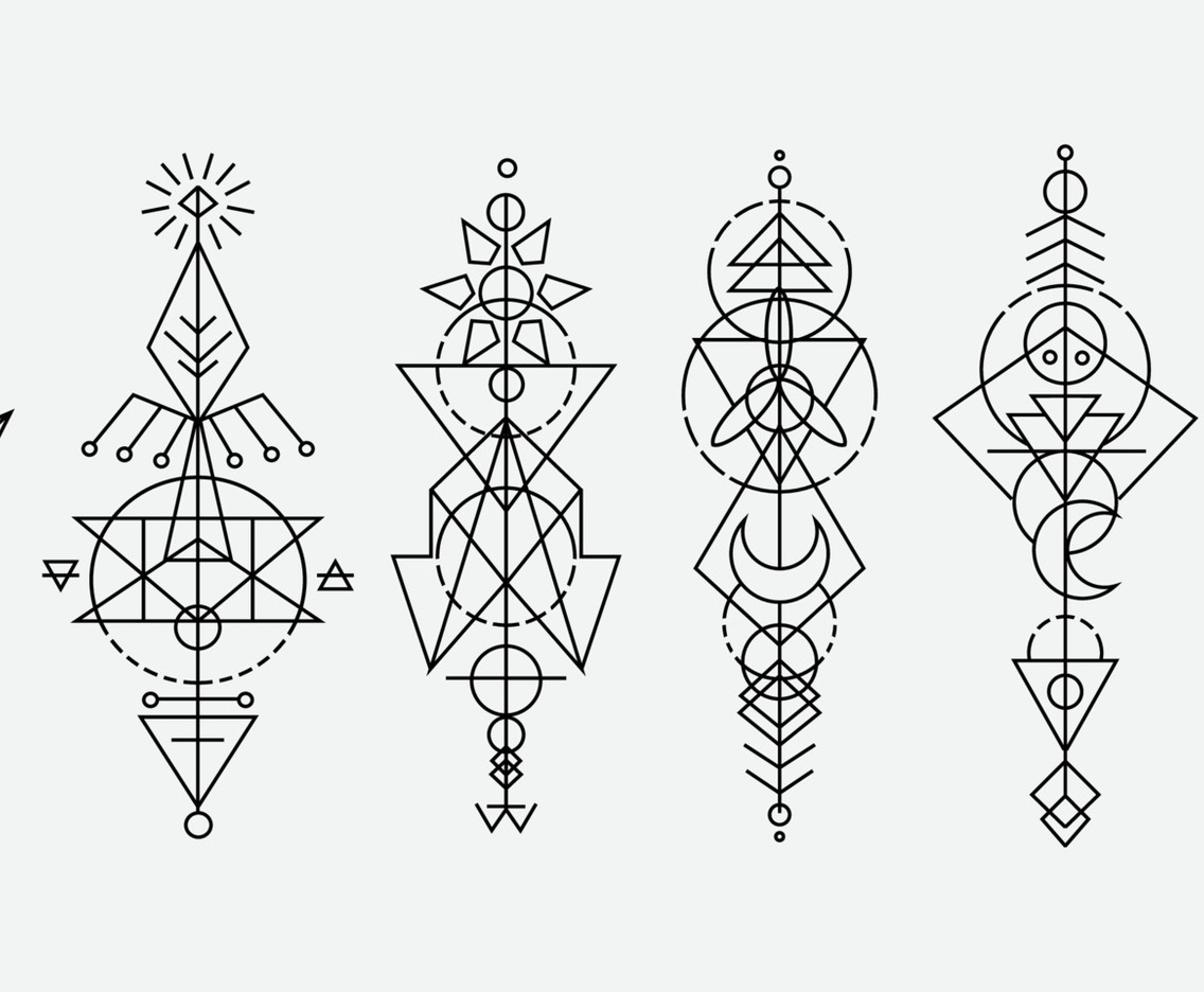 Hand Drawn Geometric Lines Tatto