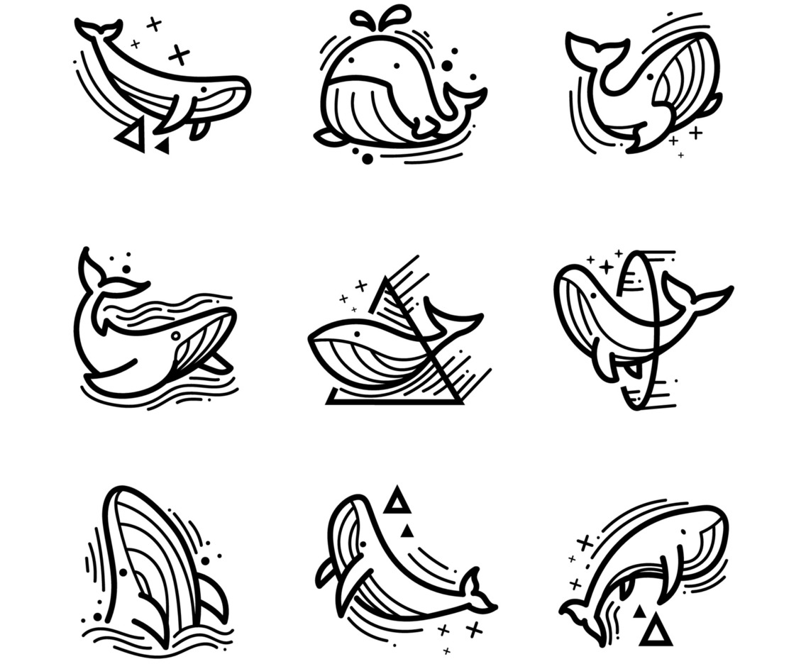 Cool Minimalist Whale Tattoo Doodle