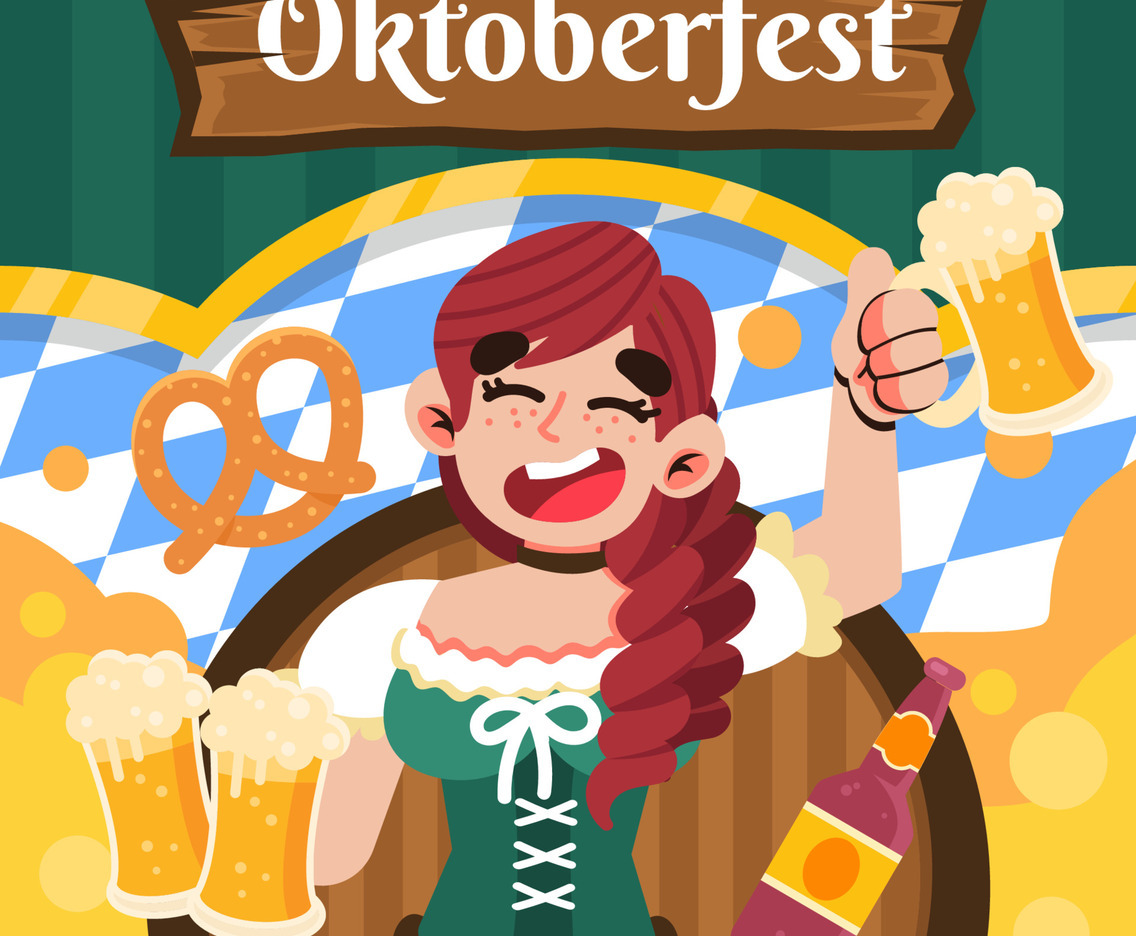 Woman Celebrating Oktoberfest with Beer