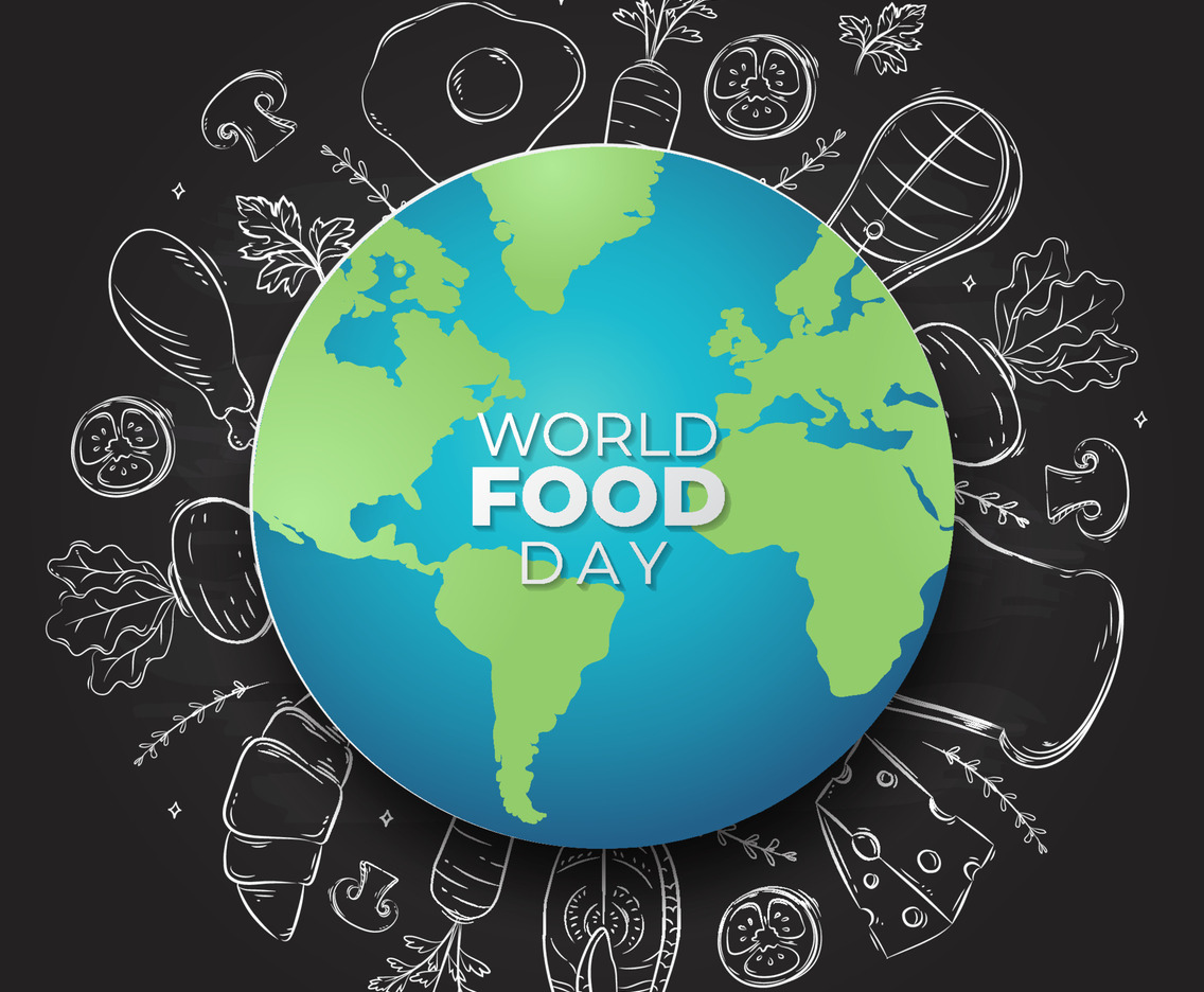 World Food Day with Papercut and Doodle Concept
