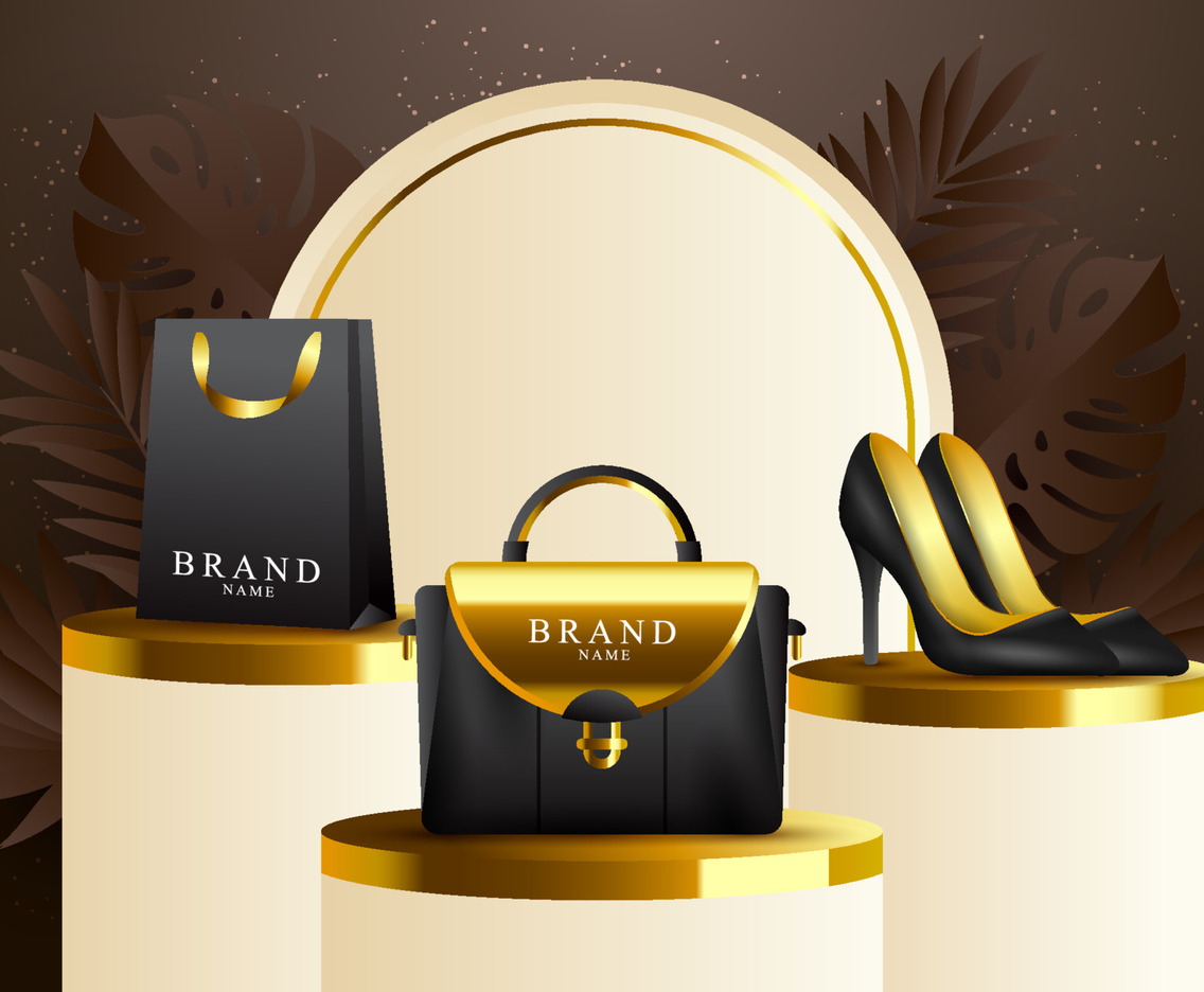 Gold Fashion Mockup with Podium