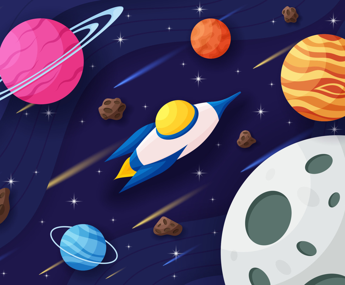 World Space Day With Rocket Concept