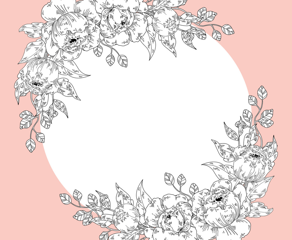 Beautiful Hand Drawn Peony Frame Background