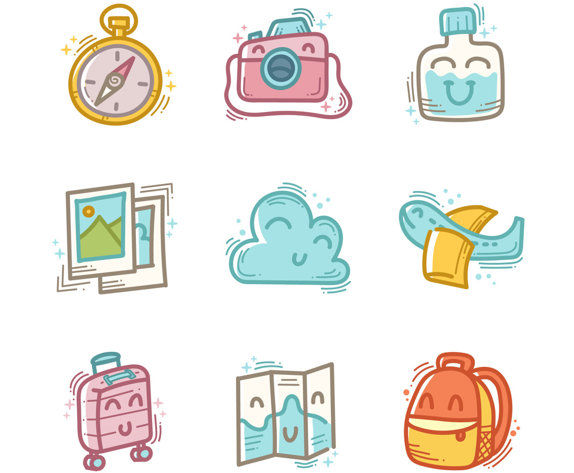 Colorfull Kawaii Travel Sticker Badge