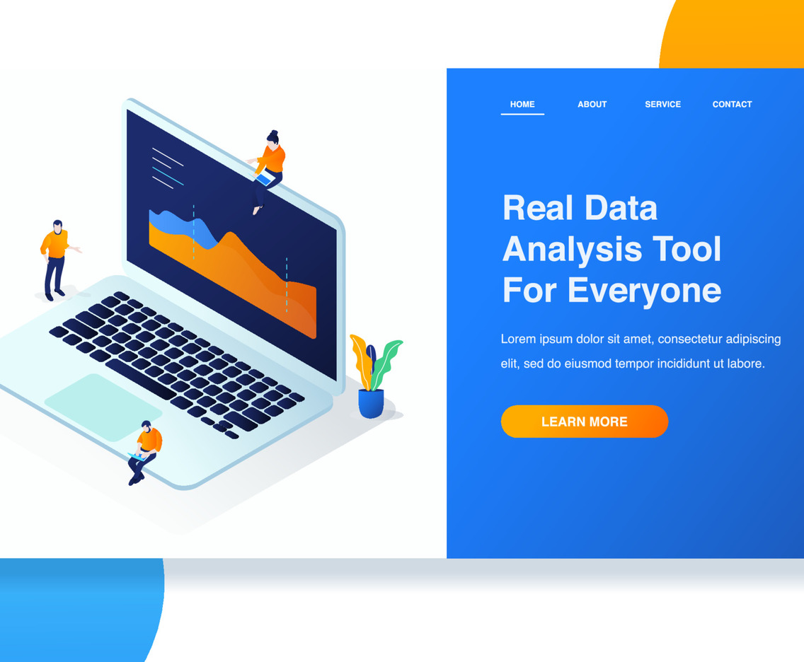 Isometric People Analyzing Data On Laptop