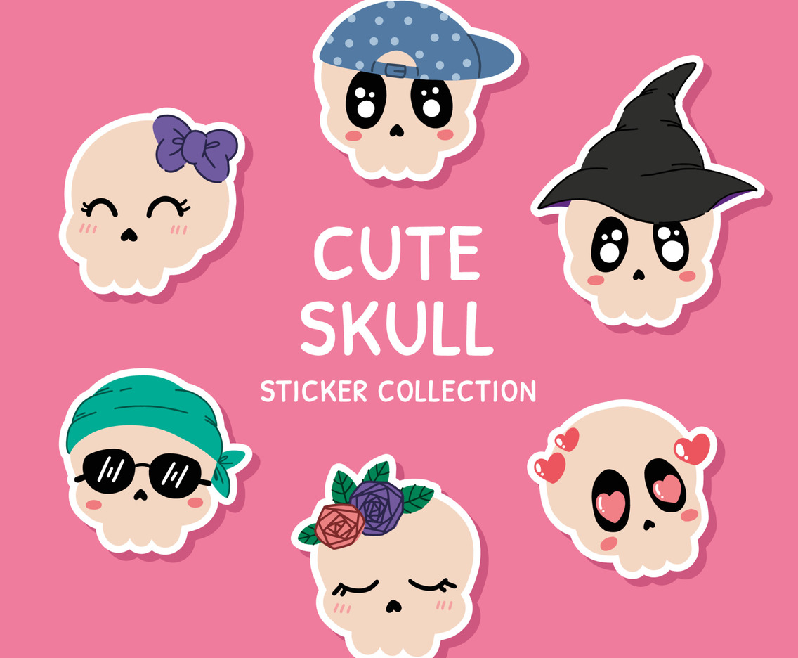 Collection of Cute Hand Drawn Skull Sticker