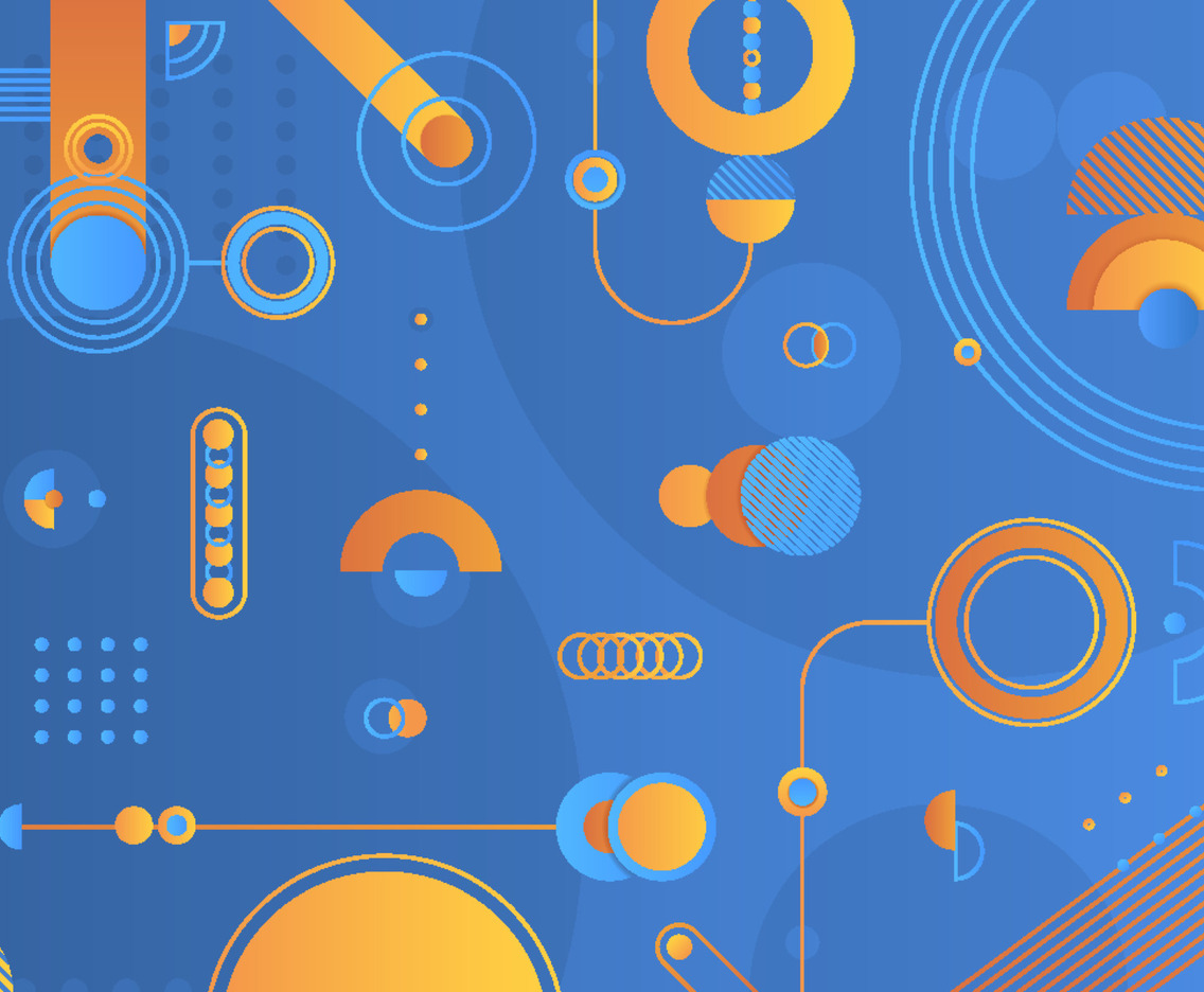 Circle Geometric Blue and Orange Background