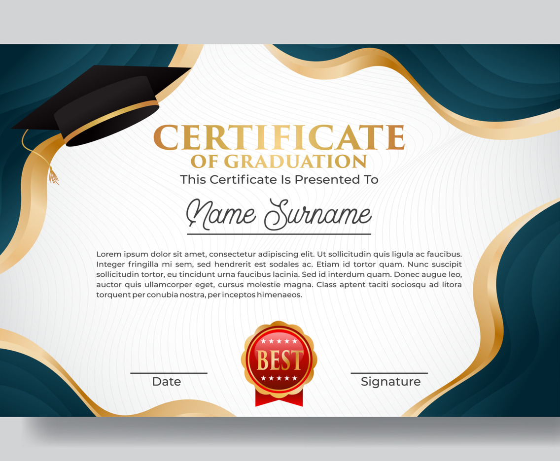 Certificate of Graduation Template with Graduation Cap