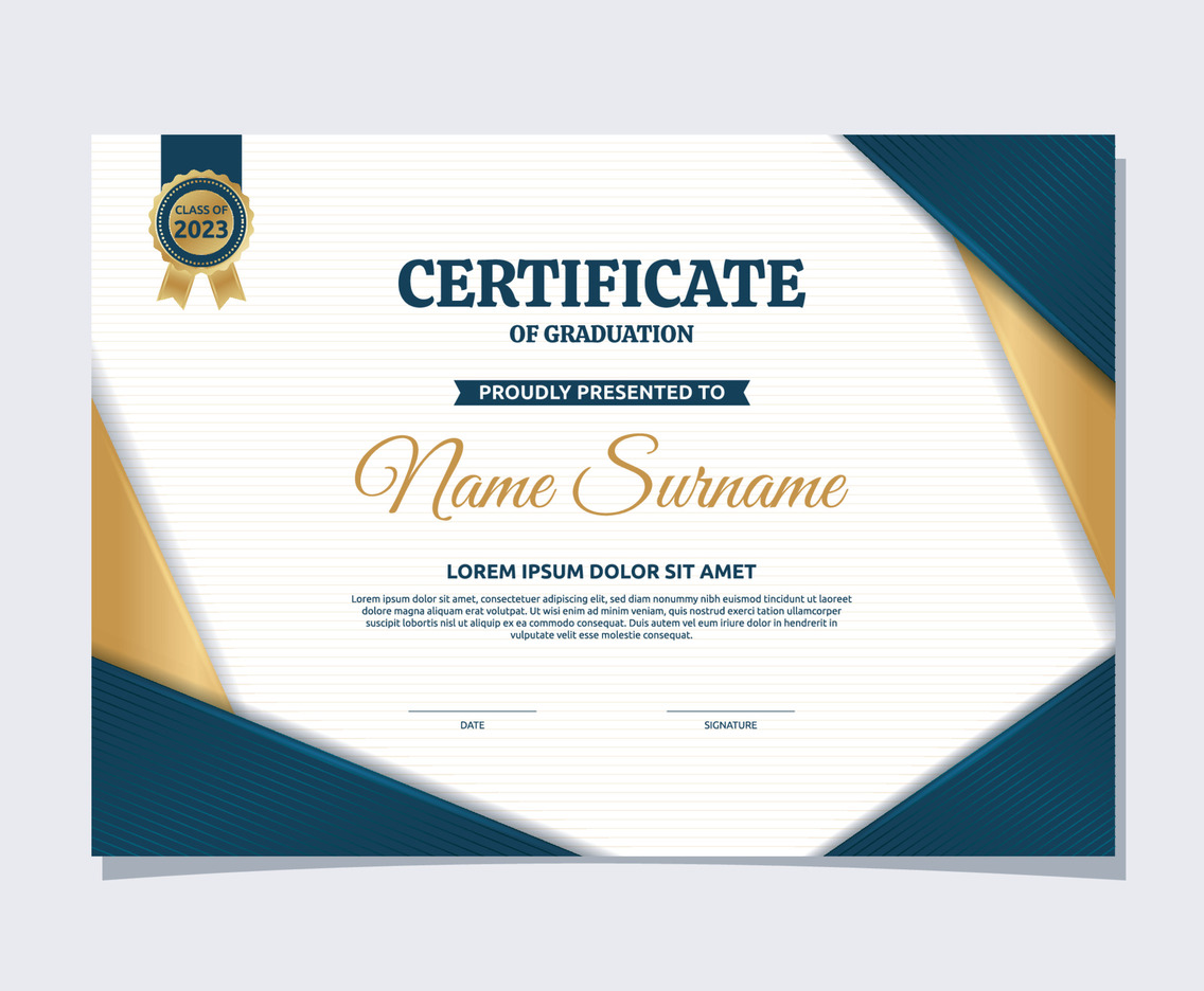 Blue Gold Certificate of Graduation Template