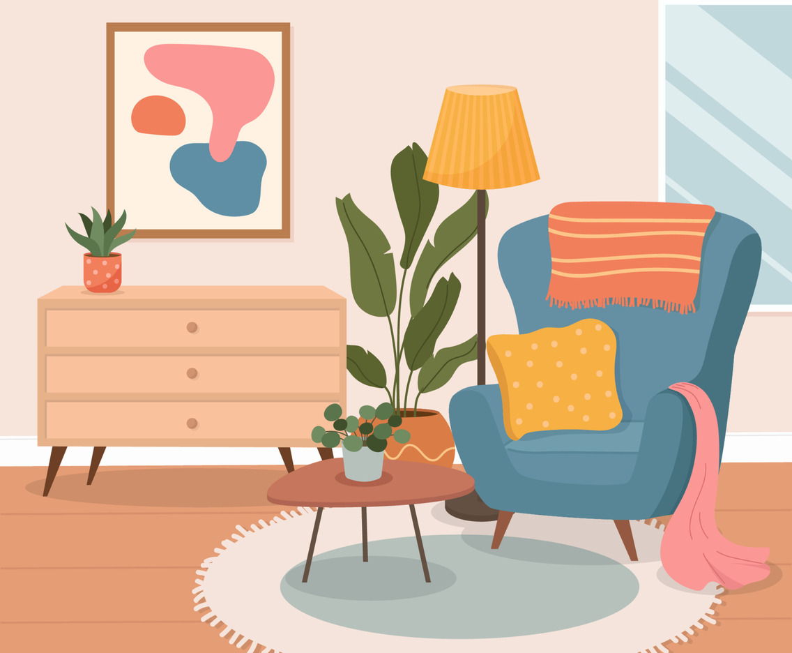 Favorite Corner of House Interior with Houseplant Design Concept