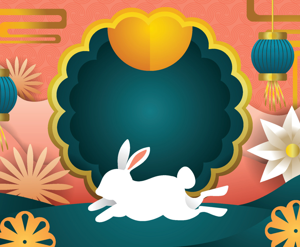 Mid Autumn Festival With Moon and Bunny Background