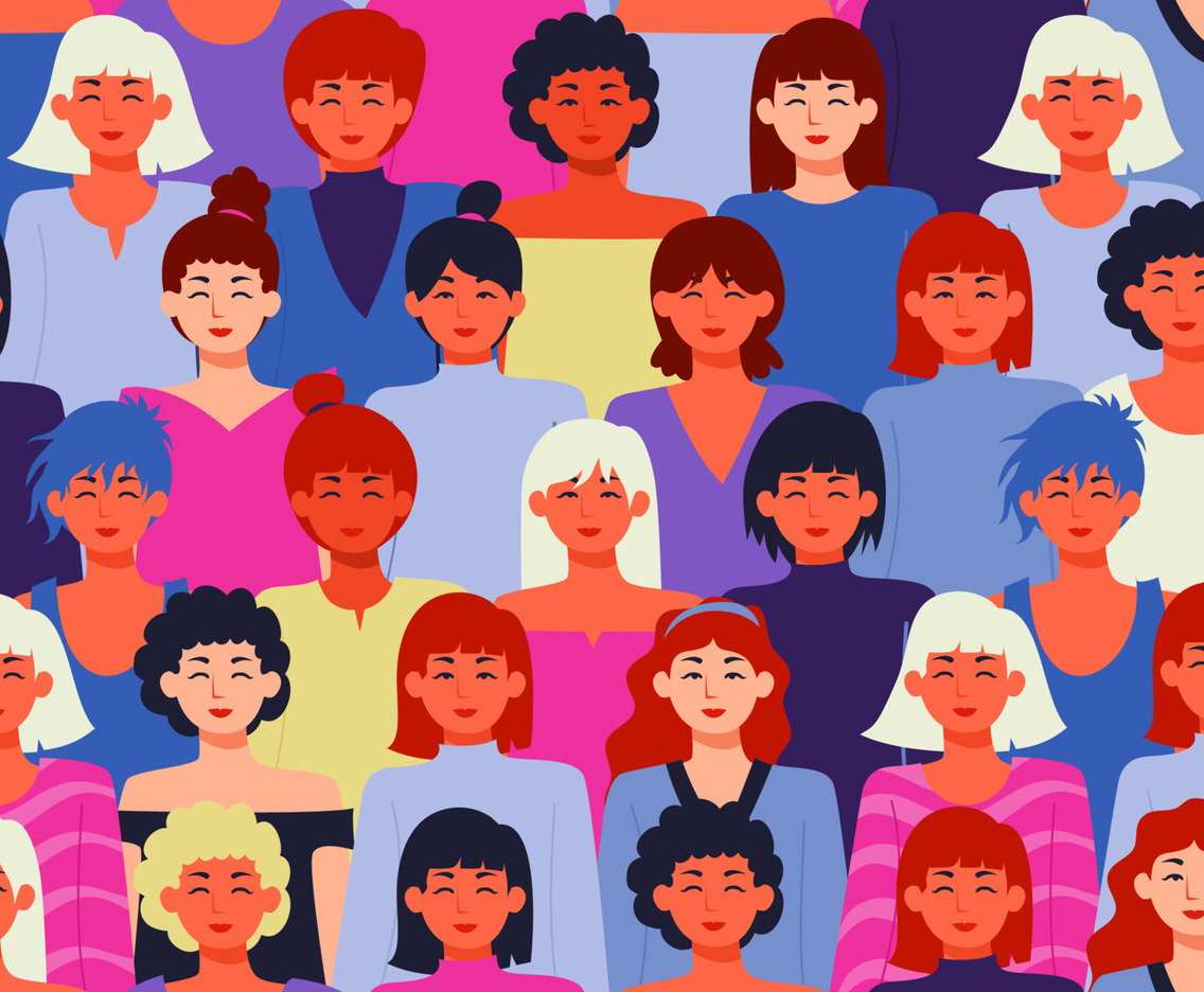 Multiracial Woman Seamless Pattern