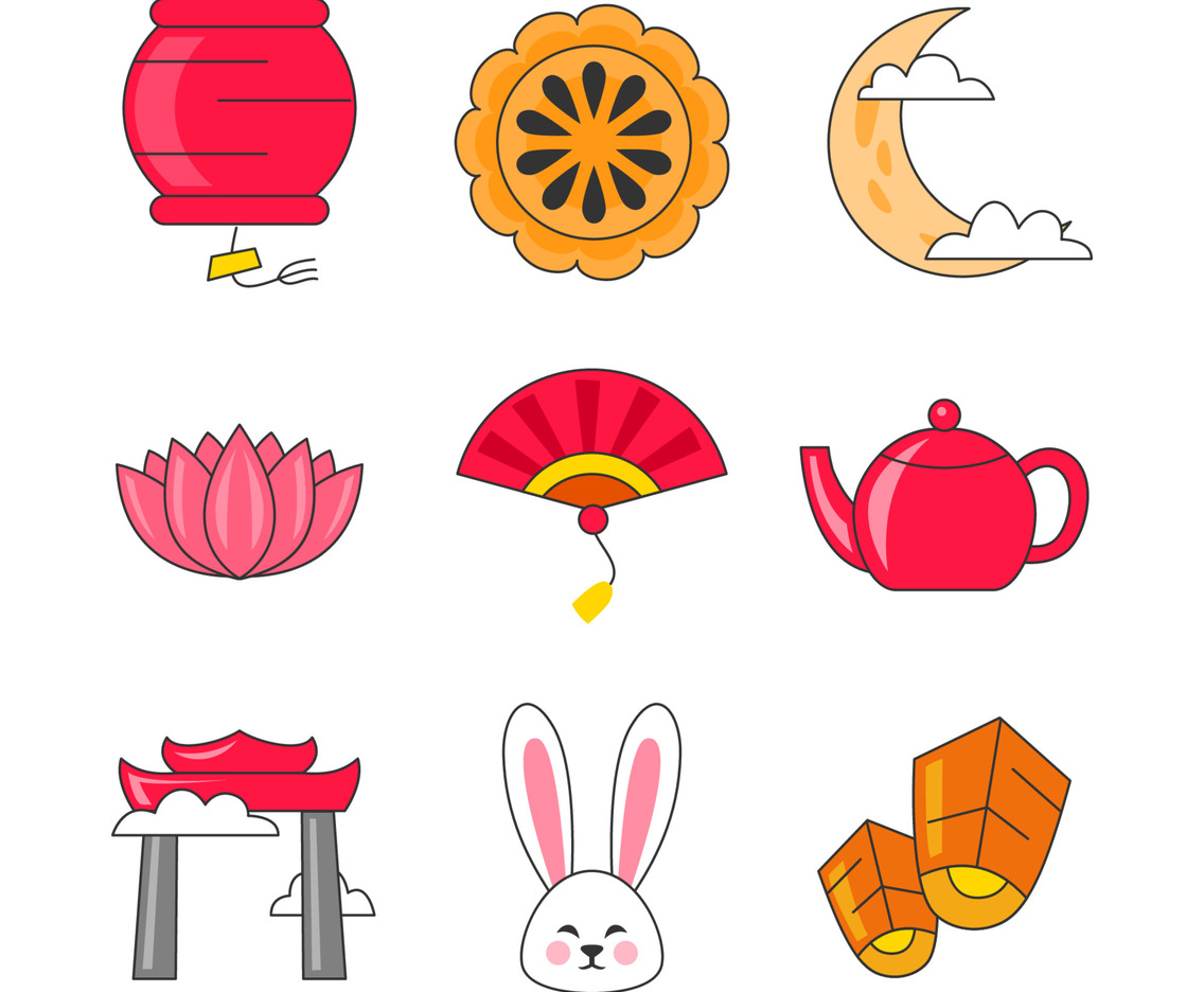 Set of Mid Autumn Icons