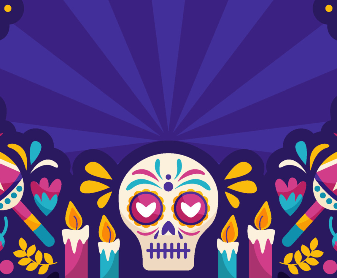 Dia De Muertos Festival Background with Sugar Skull