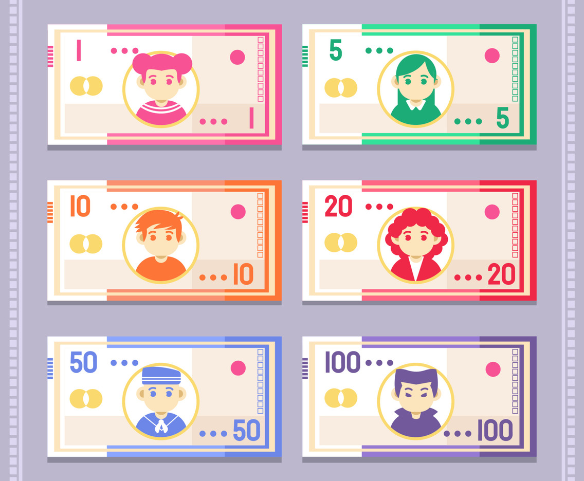 Colorful Fake Paper Money Play Element