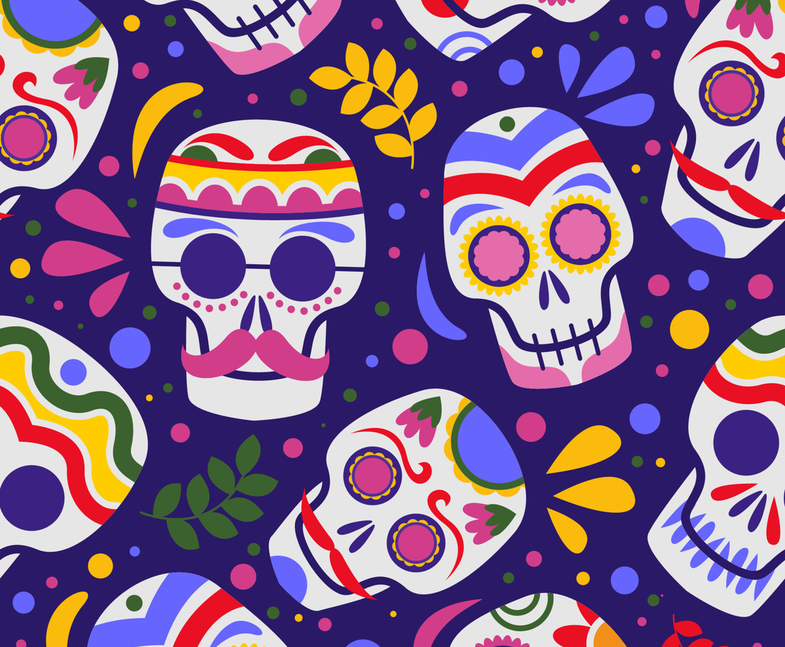 Calavera Sugar Skull Seamless Pattern