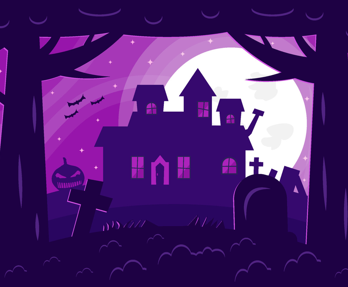 Halloween Landscape on Silhouette Background