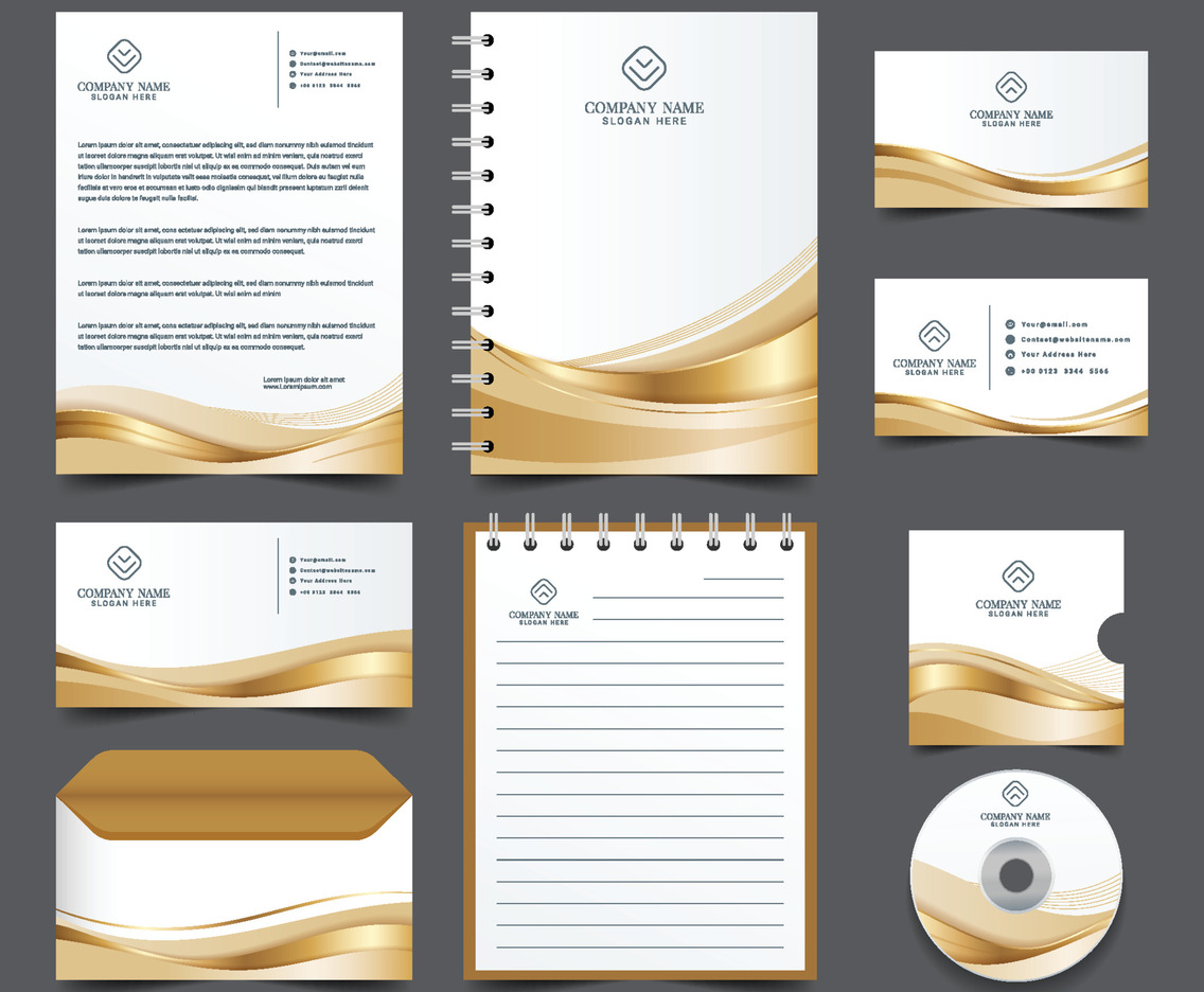 White and Gold Professional Business Stationery Set