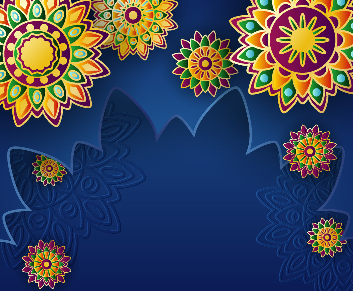 Diwali Festival with Indian Rangoli Background Concept