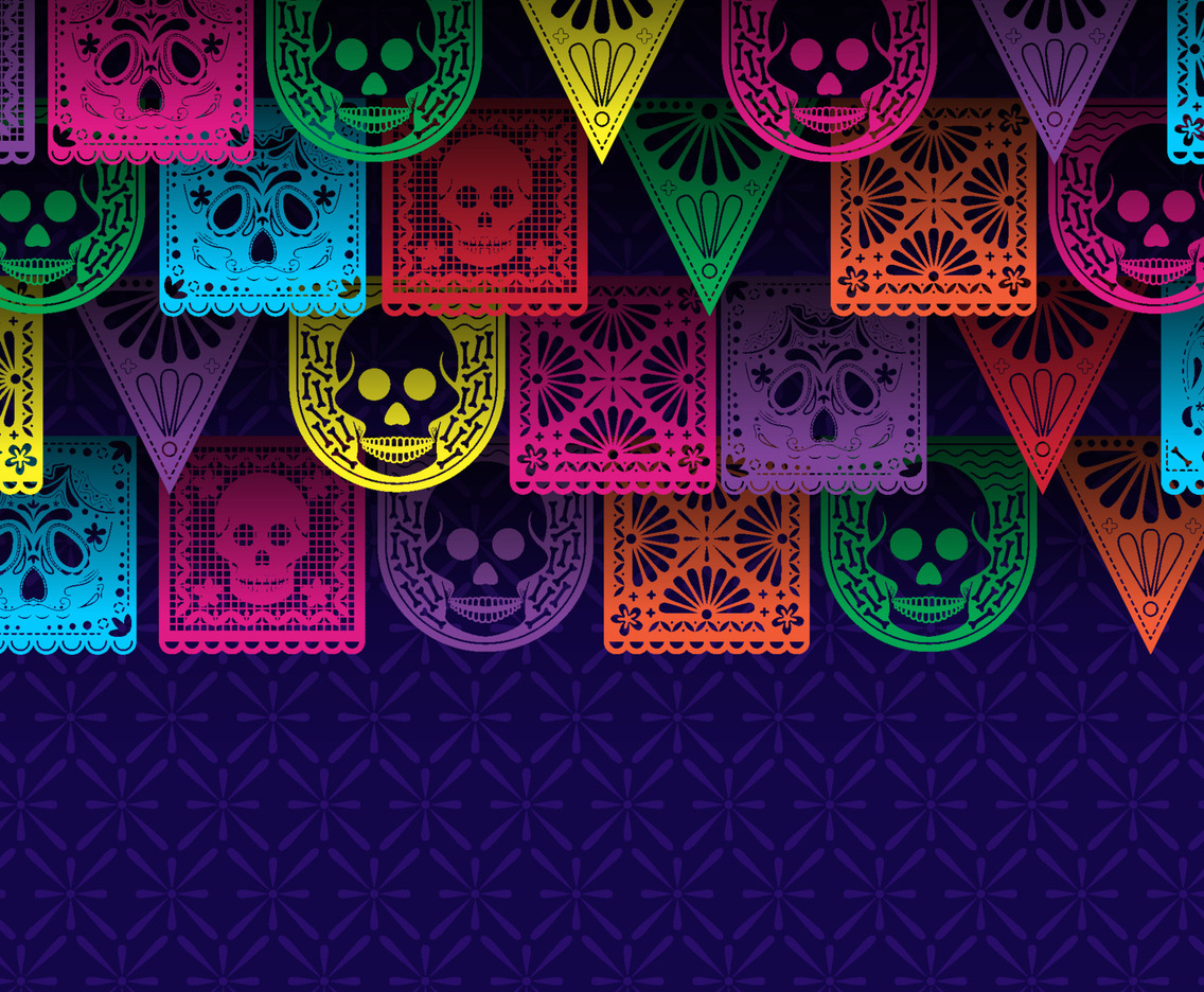 Papel Picado on Purple Background