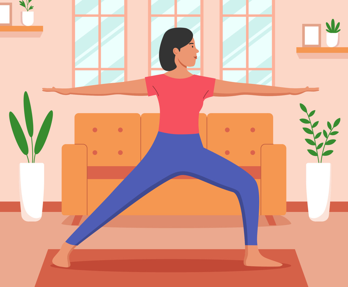 Woman Doing Yoga at Home