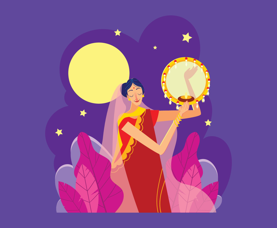 A Woman Celebrating Karwa Chauth