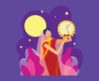 A Woman Celebrating Karwa Chauth