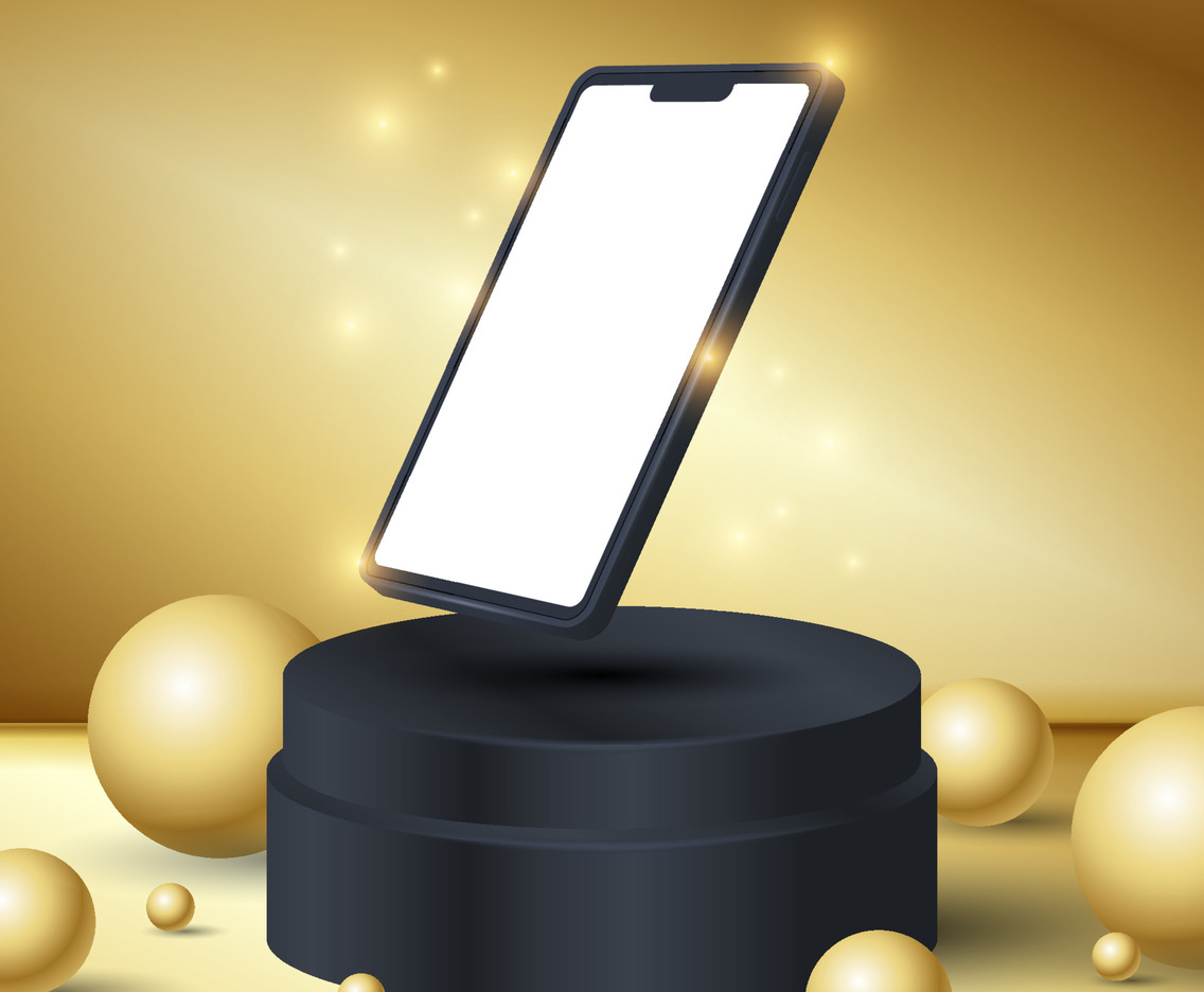 Mock Up of Smartphone with Gold Background