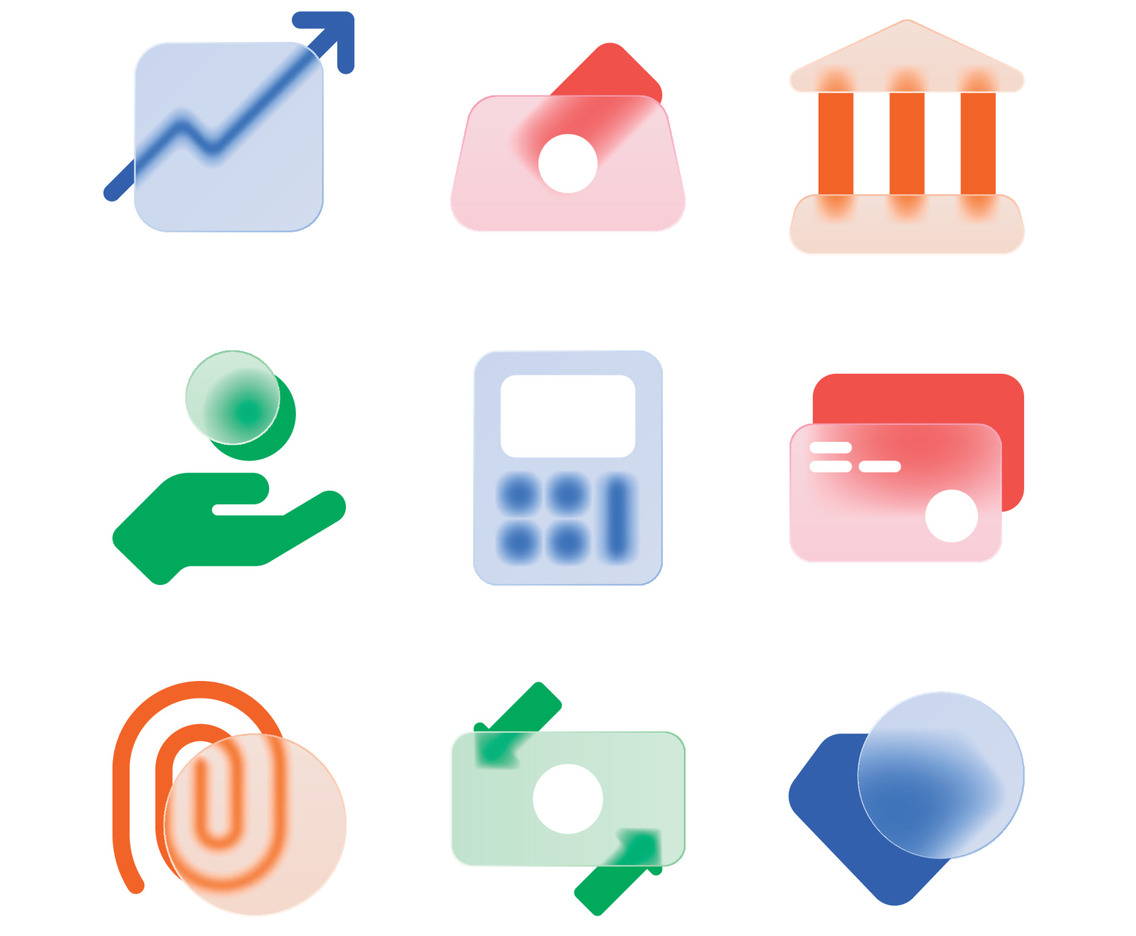 Glassmorphism findtech Icons
