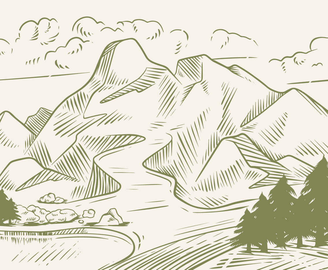 Natural Landscape Hand Draw Vintage