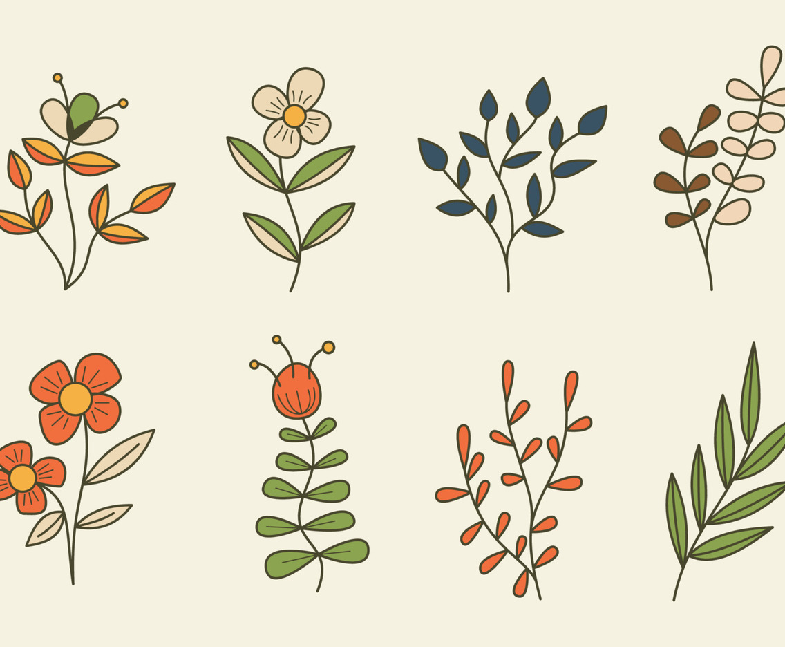 Cute Minimalist Floral Tattoo Set