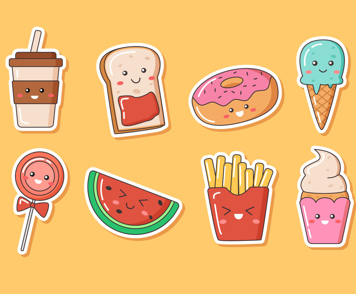 Cute Cartoon Food and Beverage Doodle
