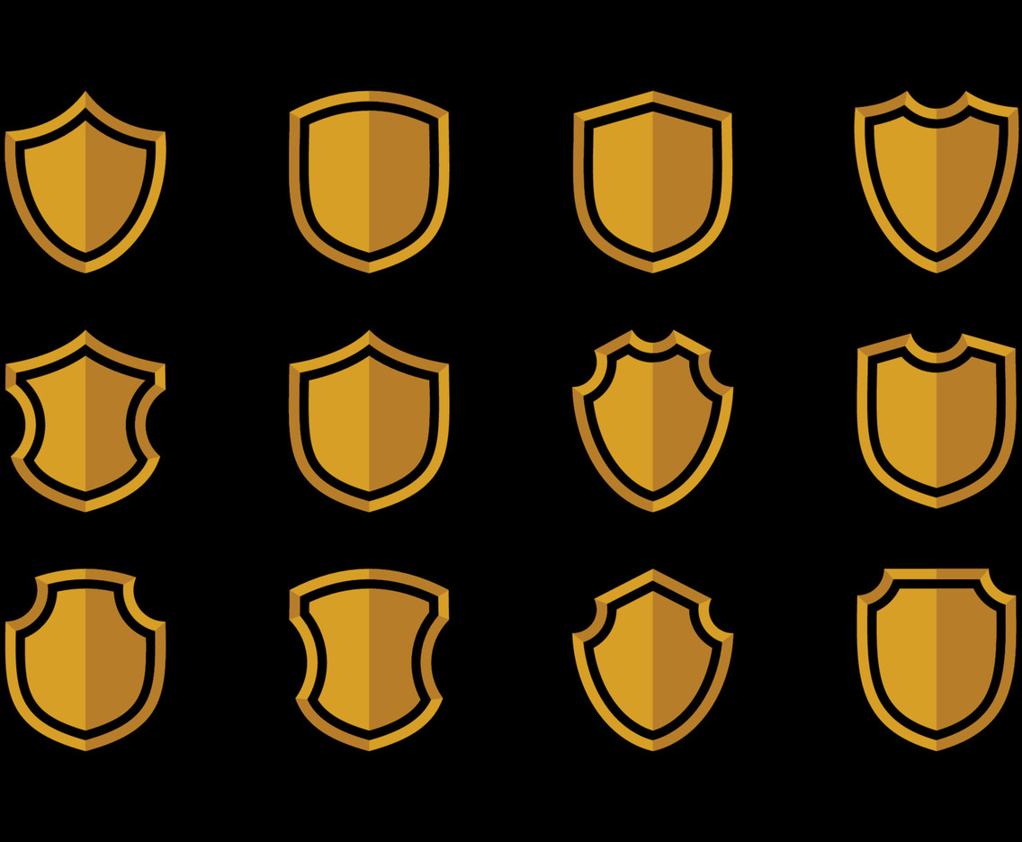 Shield Shape Flat Bold Color Icon Collection
